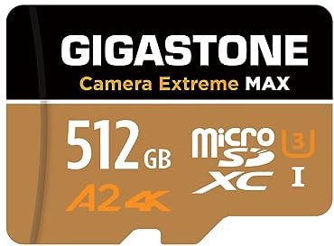 [5 Jahre kostenlose Datenwiederherstellung] GIGASTONE 512GB Micro SD Karte, Kamera Extreme MAX, bis zu 160/130 MB/s, MicroSDXC-Speicherkarte für DJI, Gopro, Insta360, Dashcam, 4K Video, UHS-I A2 V30