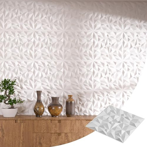Art Deco 6 Mini Diamond 3D PVC Wall Panels 50cm x 50cm Waterproof, Paintable & Cut to Fit Any Space Interior Walls Decor