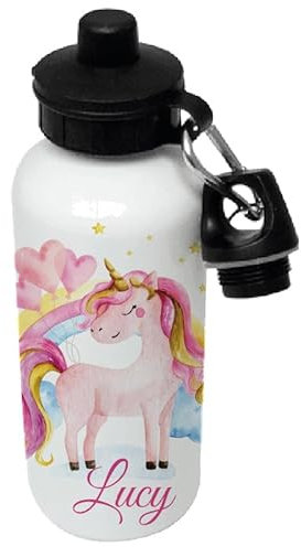 Unicorn Rainbow Water Bottle 550ml - Personalised with name of your choice