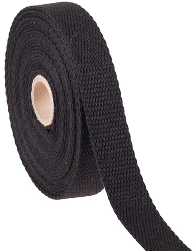 Sangle en toile en coton résistante Shelver, 1 ou 1,5 pouces et couleurs, 5 m (Noir, 25 mm)