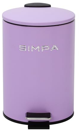 simpa 3L 3 Litre Matt Lilac Slim Soft-Closing Pedal Dustbin.