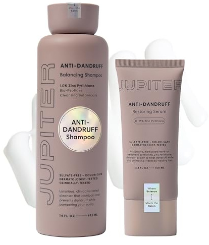 Jupiter Shampoo und Anti-Schuppen-Serum für Frauen und Männer, von Dermatologen für schuppige Kopfhaut formuliert, juckend, fettig und trocken, sulfatfrei, vegan, farbecht und parabenfrei