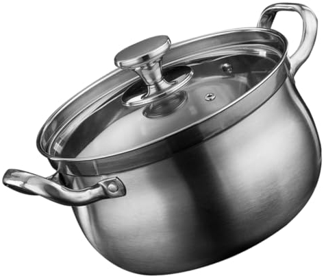 PRETYZOOM Pentola Per Minestra in Acciaio Inossidabile Pentola Di Ramen Pentola a Vapore Da Cucina Pentole Da Cucina Brasiera Con Coperchio Cuocipasta Gas Utensili Da Cucina
