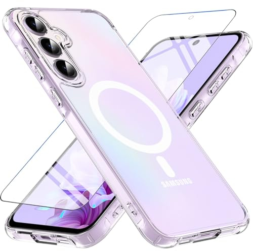 BESINPO Magnetisch Für Samsung Galaxy A55 5G Hülle mit Panzerglas Glas, Militärschutz Handyhülle A55 5G Stoßfest Robust Dünn Schutzfolie Schutzhülle Case Cover für Samsung A55(Transparent)