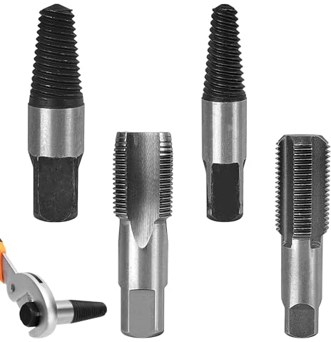 Set di 4 Pezzi Estrattore Viti Danneggiate e Maschi per Tubi, 1/2 e 3/4 Estrattore Viti, Estrattori Viti Danneggiate per Rimozione dei Fili Rotti e Riparazione dei Tubi Dell'acqua