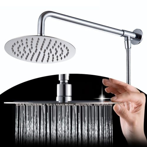 1 Set Edelstahl-Regenduschkopf, Antikalk-Düsen, Duschkopf, Luxus-Regendusche, flexibler Duschschlauch, misst 5 m lang