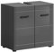 xonox.Home Badezimmer Soft Waschbeckenunterschrank Badunterschrank Waschbecken Unterschrank Schrank Waschtisch Unterschrank in Front grau Hochglanz MDF TZ Korpus grau Nb.ca.60x56x34 cm