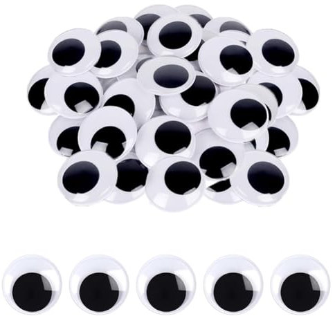 Qikaara 50 Stück Selbstklebende Wackelaugen große 35mm Kulleraugen Selbstklebend Kunststoff Augen zum Basteln Puppe Augen Schwarze Bastelaugen Big Wiggle Googly Eyes für DIY Kunsthandwerk Dekoration