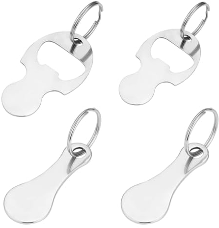 4 Stück Einkaufschip Schlüsselanhänger, Shopping Trolley Remover, Round Stainless Steel Shopping Trolley Token, Key Ring with Shopping Token, Shopping Trolley Trigger for Shopping Trolley