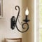 Ganeed Wall Light Bedside Sconce Lamp Antique Looking Wrought Iron Design Retro Wall Sconces for Living Room Stairwell Foyer E14 Black 1 Light (1 Pack)