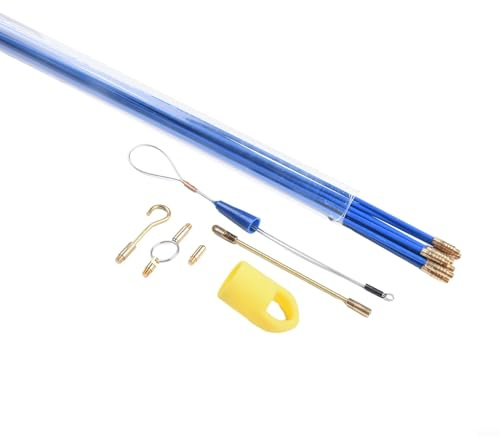 HEBEOT 10 pezzi Kit asta di accesso per cavi lunghi elettricisti tirante | in fibra di vetro kit spintore cavo strumento per l'installazione di cavi fili 4 mm (58 cm)