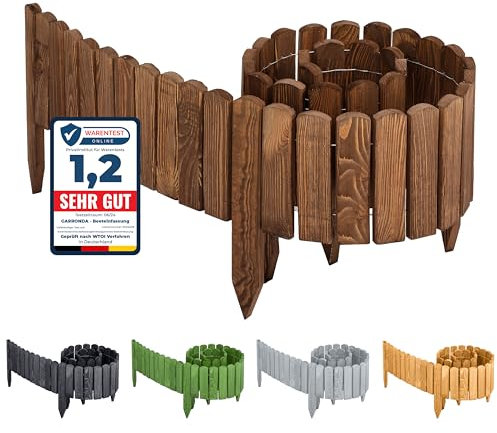 Garronda Beeteinfassung Holz Rollzaun Holzzaun 200 x 8 cm imprägniert Flexibler Rollborder Rasenkante Palisade Gartenzaun Umzäunung für Garten GD-0046 (Dunkelbraun, Höhe: 8 cm)