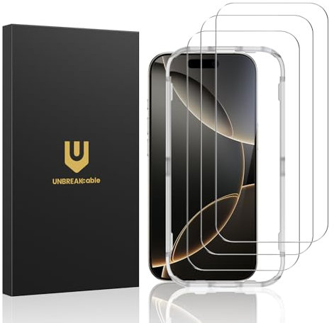 UNBREAKcable für iPhone 16 Pro Max Panzer Schutz Glas [3er Pack], 9H Härte Schutzfolie, Einfache Installationshalterung Schutzglas, Blasenfrei für Apple 6,9 Displayschutzfolie