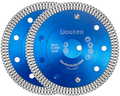 Uouteo 115mm Diamond Cutting Discs for Angle Grinder | Pack of 2 - Super Thin Fast, Clean Cut on Porcelain,Tiles, Marble and Ceramics