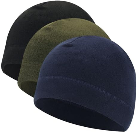 TUONYIS 3 Pièces Bonnet de Nuit Homme Femme, Bonnets en Polaire Thermique d'hiver avec CouvreOreilles, Doublure de Casque élastique pour la Course à Pied Cyclisme (3 Couleurs)