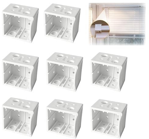 Xiciki Lot de 8 supports de fixation pour stores vénitiens, supports de montage de boîte profilée de fenêtre, support carré d'extrémité de rail de rail de tête, parfait pour l'installation de rideaux