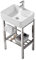 Lavabo de cerámica con soporte para cocina, fregadero de servicio, fregadero de lavandería independiente, recipiente de porcelana rectangular con estante de acero inoxidable para baño de estilo rústic