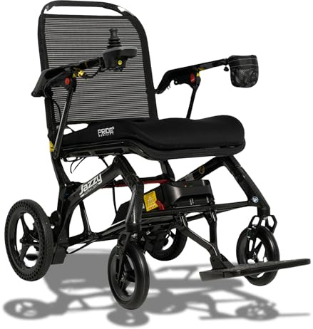Pride Mobility Jazzy Ultra Light Folding Travel Power Chair - 300 lbs Capacity, 3.69 mph, Lightweight Foldable Electric Wheelchair for Travel Seniors, Adults – 10Ah Airline-Approved Battery (Black)
