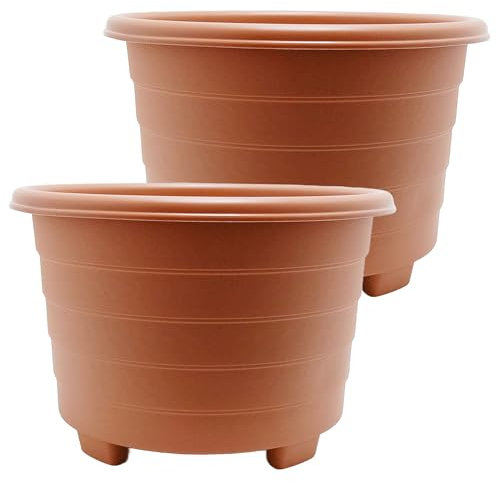 SIDSONS Plastic Plant Pots Flower Pot No Drainage Holes, Garden Planters for Outdoor, Plant Containers for Home, Garden Flower Pots, Ideal For Indoor & Outdoor Use tERRACOTTA 39cm Set of 2,