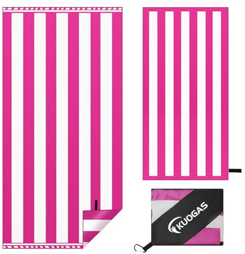 KUOGAS Strandtuch XXL 180 × 90 cm,Groß Schnelltrocknendes Mikrofaser Handtuch, Sandfrei Badetuch,Stranddecke Damen strandhandtuch (Rosenrot)