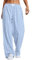 Rapbin Pantalon de pyjama pour femme - Long été 2025 - Coton - À carreaux - Doux - Avec poches, Bleu vichy, L
