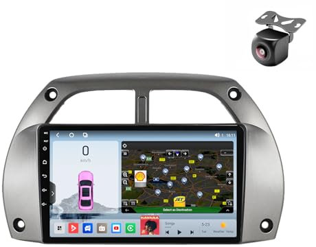 Android 14 Autoradio für Toyota RAV4 Rav 4 2001 2002 2003 2004 2005 2006 GPS Navigation 9 Zoll Kapazitiver Touchscreen Auto Stereo Mit Radio SWC FM RDS BT Carplay Android Auto (M200S 8core 2+32G)