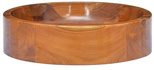 Lavabo en bois de teck finement poli avec finition, Φ40 x 10 cm, durable et facile d'entretien, pour salle de bain et cuisine, aspect naturel