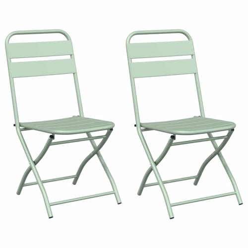 vidaXL Faltbare Gartenstühle 2er Set Lichtmint 42x52x82 cm Pulverbeschichteter Stahl