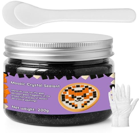 1DFAUL 200g Mosaic Crystal Grout for Crafts, Mosaics Tile Tools, High color Contrast, Direct caulking, Suitable for Mosaic Tiles, DIY Craft Projects (Black)