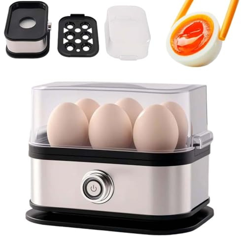 Halreactody Smart Egg Cooker with Auto Shut, Smarter Eierkocher mit Abschaltautomatik, Multifunktionaler Edelstahl-Eierkocher, Fasst bis zu 6 Eier, Müheloses Eierkochen