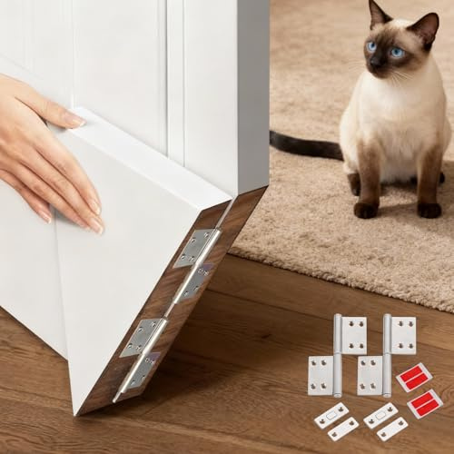 NRYDEPET Cat Corner Door - Upgraded Hinge, No Jammed Door Issue | Silent Flexible Flap Kitty Corner Cat Door for Interior & Exterior Doors, Space-Saving Easy Install Cat Corner Door Hinge Kit
