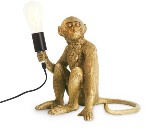 YLTLINK Affe Niedlich Nachttischlampe Golden Monkey LED Tischlampe,Kreative Harz Tier Schreibtischlampe für Schlafzimmer,Affen Geschenk,Lustige Monke Lampe für Heimdekoration,E27 Base