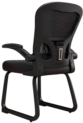 SJAPEX Chaise De Bureau Respirante sans roulettes, Chaise De Bureau avec Accoudoirs Relevables, Chaise Ergonomique, Chaise Gaming pour Salles De Conférence, Salles De Formation Black