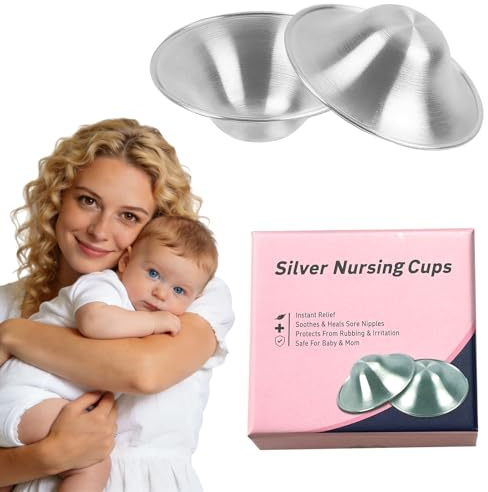 2 PCS Silver Nipple Shields for Breastfeeding,Silver Nipple Cups,Silver Nipple Shields,Protect and Soothe,Nursing Cups for Nursing Newborns,Essentials Breast Shields Must Haves