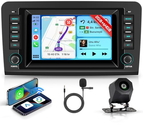 2G+64G Hodozzy Radio para Mercedes-Benz Clase ML GL W164 X164 ML300 320 350 450 500/ GL420 con Carplay Android Auto Inalambrica, Radio Coche 2 DIN 7 Pulgadas Pantalla Táctil GPS Bluetooth WiFi Cámara