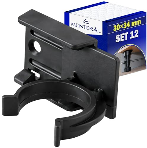 MONTERAL 12 Piezas Pinzas Zocalo Cocina 30x34 mm para Patas para Muebles - Realizzato in Resistente Plástico Color Negro - Garantía de 10 Años