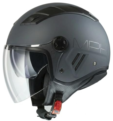 Casco Demi-Jet MPH Aire Moto Scooter Doppia Visiera Grigio Antracite Opaco Omologazione 22.06