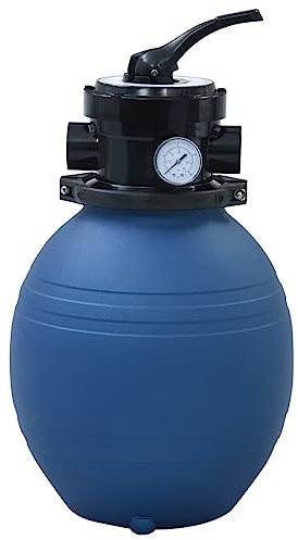 Runheo Filtro a sabbia per piscina con valvola a 4 vie, blu, diametro 30 cm, portata 7 m³/h, materiale PE, connettore 25 mm, per piscine, pulizia esterna e chiarezza dell'acqua