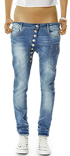 Bestyledberlin Damen Boyfriend Jeans Baggy Style Damenjeans Skinny Fit Hose Knopfleiste j02kw 34/XS