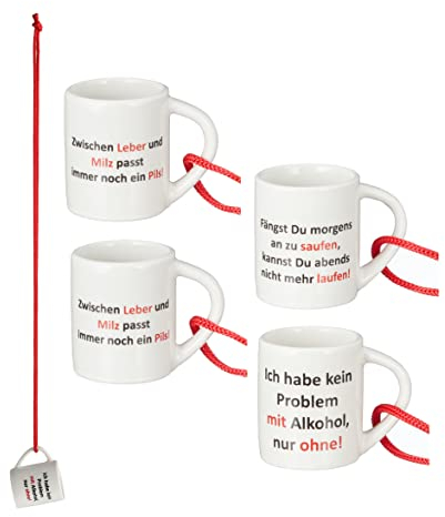 4 Shotgläser Mini Tassen mit Trinksprüchen... es gibt immer einen Grund!
