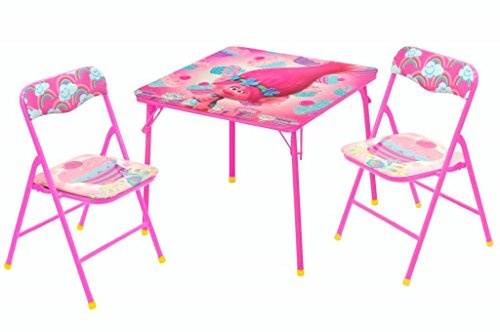 Idea Nuova Trolls 3 Piece Children's Activity Square Table and Chair Set, Ages 3+