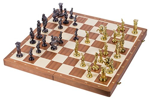 Square - Schach Schachspiel - ROM Gold Edition - 53 x 53 cm - Schachbrett - Mahagony/Bergahorn