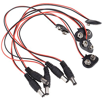UEETEK 5 Pcs 9 V conector de la batería Clip de cable con 5,5 x 2,1 mm Macho de corriente continua T Tipo T para Arduino
