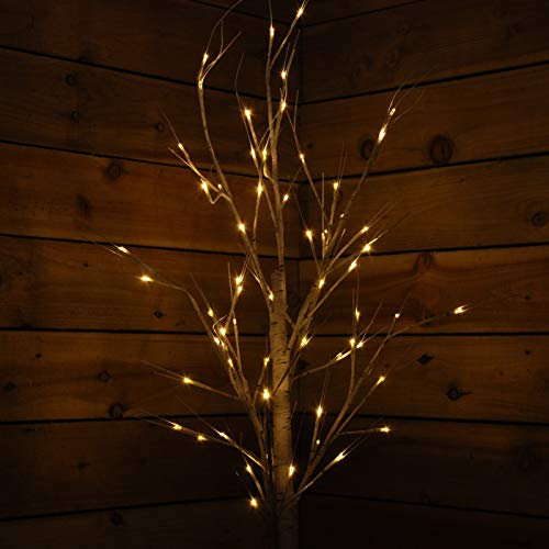Snowtime 1.2m Birch Tree w/ 48 Warm White LEDs