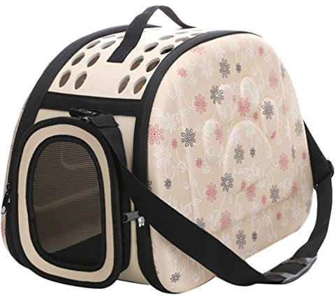 JEELINBORE Praktisch Schön Transporttasche Atmungsaktiv Transportbox Tragekorb für Katzen Hunde für Reisen (Aprikose, M)