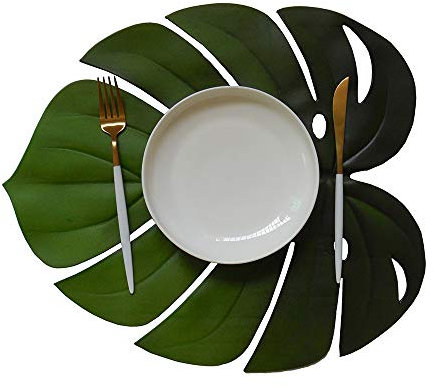 FGASAD Lot de 5 sets de table en forme de feuilles tropicales, étanches et antidérapants, fourniture de fête motif jungle, EVA, A2, 38x45cm/15 x 17.7inch