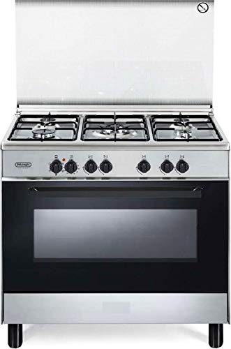De Longhi FMX 96 ED - Cucina a gas con forno elettrico multifunzione, 5 Bruciatori, 90x60 cm