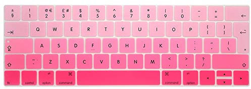 MMDW English UK Ombre Pink Silicone Keyboard Cover for MacBook Pro 13 15 inch 2019 2018 2017 2016 with Touch Bar&Touch ID Model:A2159 A1989 A1706/A1990 A1707,European Version