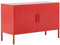Beliani Sideboard mit 2 Türen 2 Griffen Stahl rot herausnehmbarer Regalboden Uria