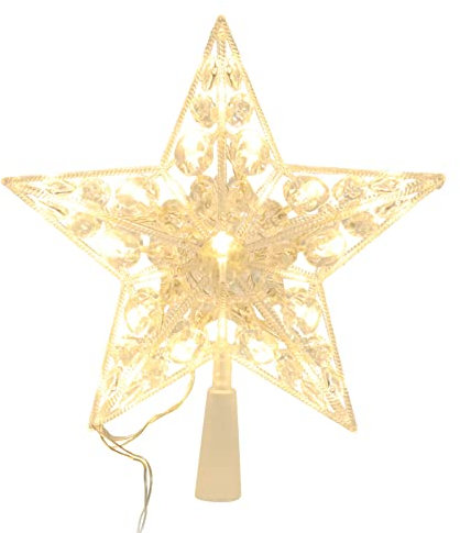 FRCOLOR Light up Christmas Tree Toppers LED Tree Top Star Lighted Christmas Tree Star Glowing Star Tree Topper Xmas Tree Ornament Party Supplies without Battery